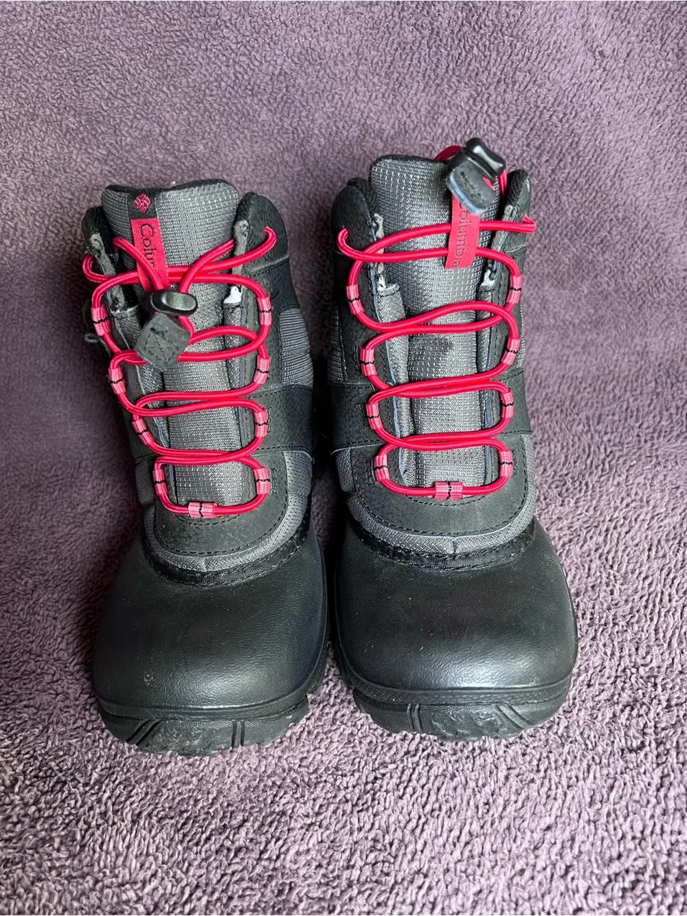 Columbia Youth Rope Tow III Waterproof Boots - Black and Red Size 2